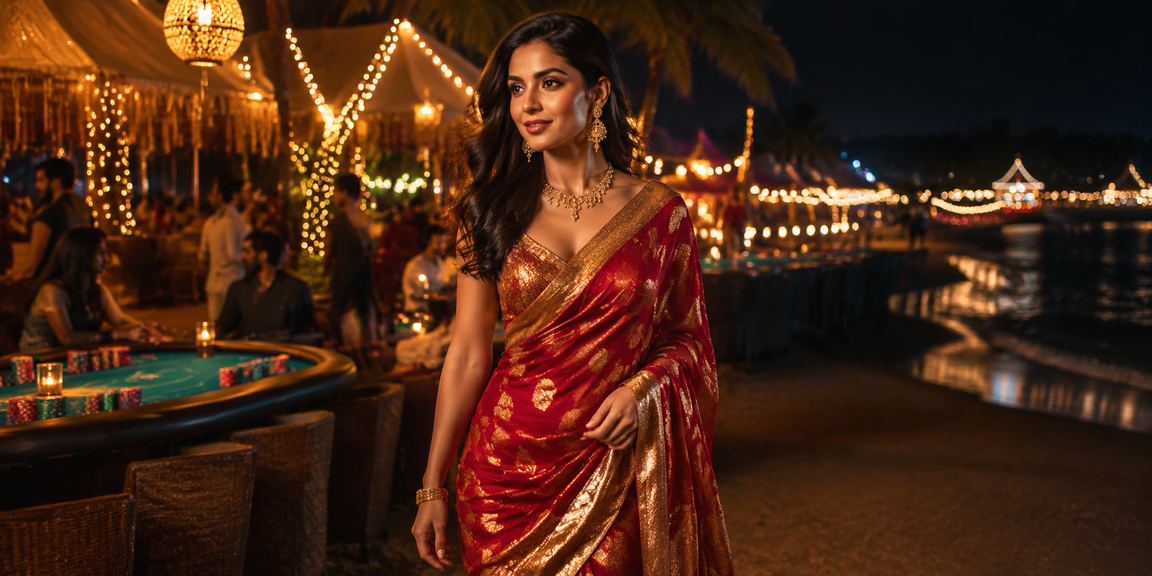 Indian cricket betting scene with traditional attire